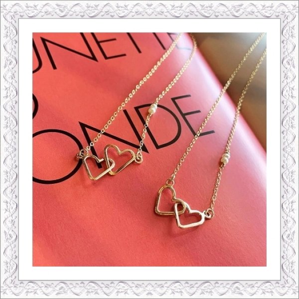画像1: Double Heart Necklace (1)