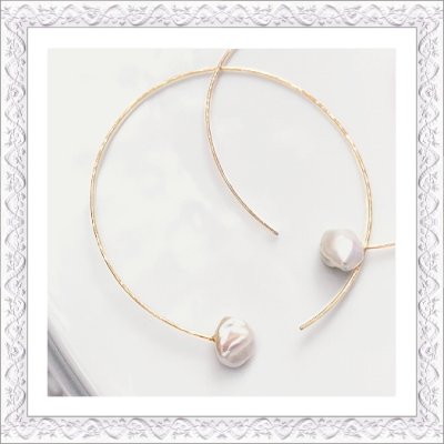 画像1: Keshi Pearl Hoop Pierce/Earring