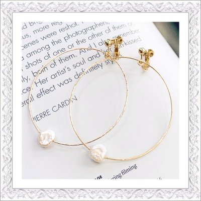 画像2: Keshi Pearl Hoop Pierce/Earring