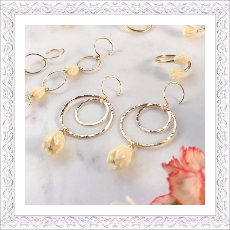 【ピカケページ】Hawaii・プアケニケニピアス・4セット ハワイアンピアス オレンジ色のピアス プアケニケニ ピアス