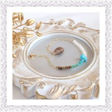 画像2: Turquoise & Pearl Gradation Bracelet (2)